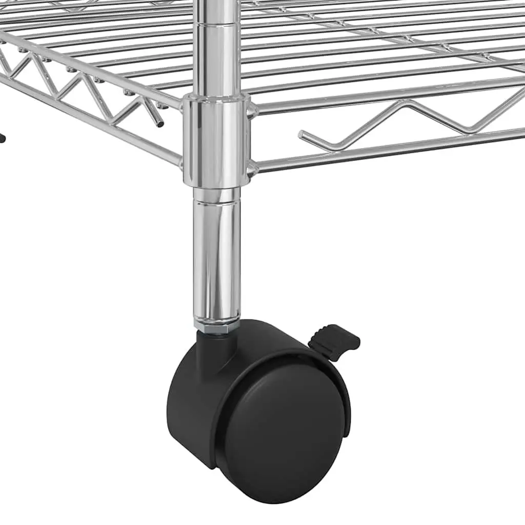 3-Tier Wire Storage Rack 60x35x81cm with Wheels Chrome Industrial Shelving Unit