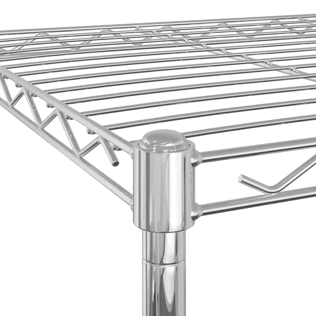 5-Tier Wire Storage Shelf on Wheels Chrome-Plated Iron Durable Organization for Kitchen Garage Workshop