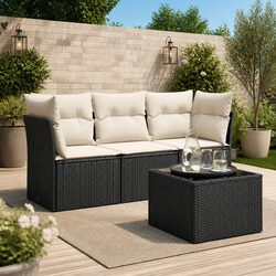 4 Piece Garden Sofa Set Outdoor Furniture Patio Lounge Poly Rattan Black