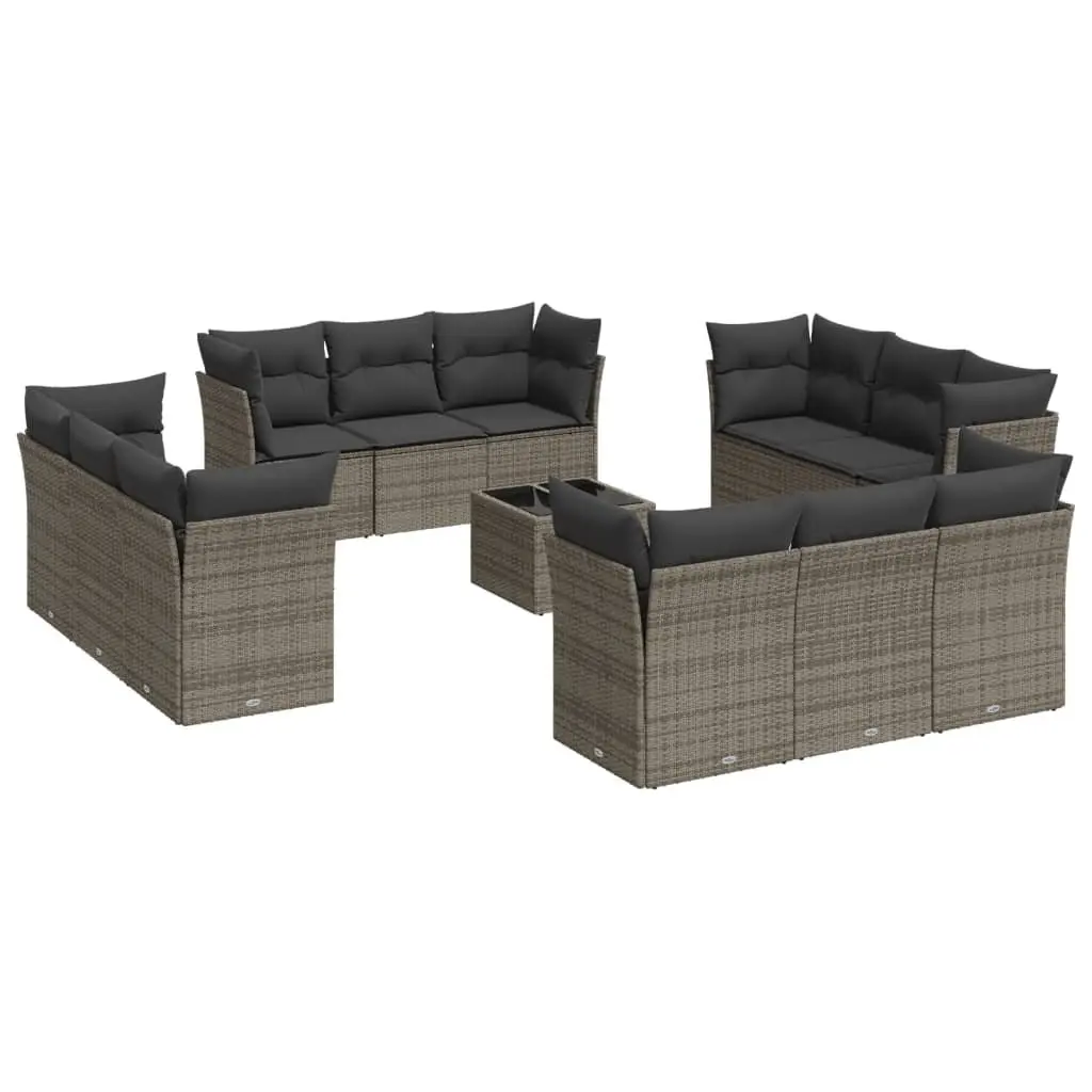 Garden Sofa Set 13 Piece Outdoor Furniture Grey Poly Rattan Patio Modular