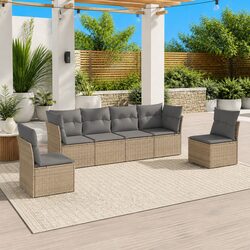 Transform Your Patio with This 6-Piece Beige Sofa Set