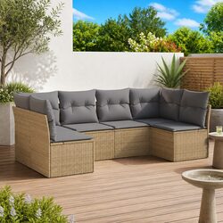 Comfortable 6-Piece Modular Garden Sofa Set in Beige