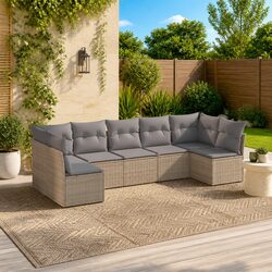 Enhance Your Patio with this 7-Piece Beige Sofa Set