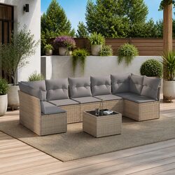 Transform Your Patio with an 8-Piece Modular Sofa Set - Beige