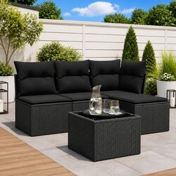 Enhance Your Outdoor Space with This 5 Piece Black Sofa Set