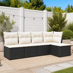 Versatile Garden Sofa Set - 5-Piece Rattan with Cushions
