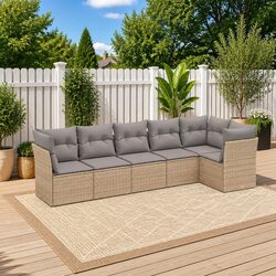 Transform Your Patio with 6 Piece Beige Sofa Set