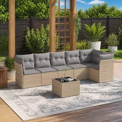 Enhance Your Outdoor Space with 7-Piece Sofa Set in Beige