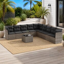 Enhance Your Outdoor Living with a 10-Piece Grey Sofa Set
