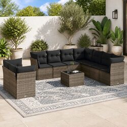 Enhance Your Outdoor Living with 10-Piece Grey Sofa Set