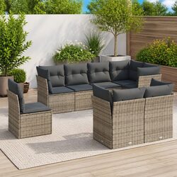 Elegant Grey Outdoor Sectional Sofa Set 8 Pieces