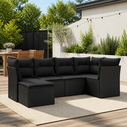 Elegant Outdoor 6 Piece Garden Sofa Set in Black