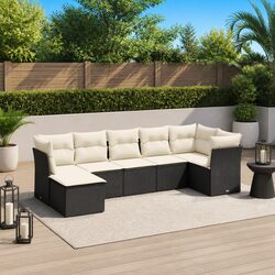 Garden Sofa Set 7 Piece Outdoor Furniture Patio Lounge Seating Black Rattan