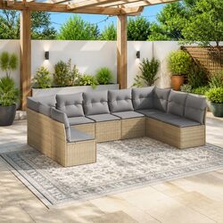 Outdoor 9 Piece Beige Sofa Set for Relaxing Spaces