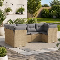 6-Piece Beige Garden Sofa Set for Outdoor Spaces