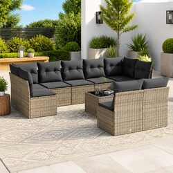 Grey Outdoor 10 Piece Sofa Set for a Cozy Patio