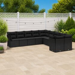 Versatile Outdoor 10-Piece Garden Sofa Set in Black