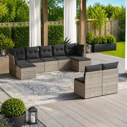 Stylish 9-Piece Outdoor Sofa Set in Grey Poly Rattan