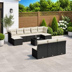 Garden Sofa Set 11 Piece Outdoor Furniture Patio Seating Black Rattan Modular