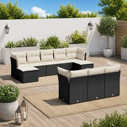 Stylish Modular Outdoor 10-Piece Sofa Set in Black