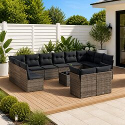 Stylish Outdoor 13 Piece Grey Sofa Set for Patios