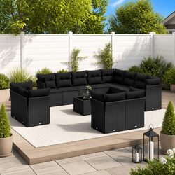 Comfortable Black 13-Piece Outdoor Sofa Set for Your Patio