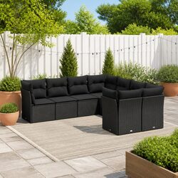 8-Piece Modular Outdoor Sofa Set in Black Rattan