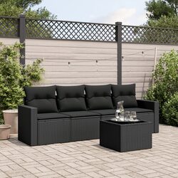 Transform Your Outdoors with 5 Piece Black Sofa Set