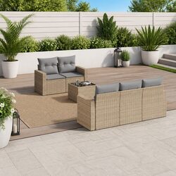 6 Piece Modular Outdoor Sofa Set in Beige