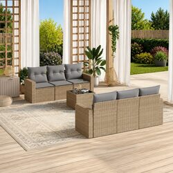 7-Piece Modular Outdoor Sofa Set in Beige for Your Patio