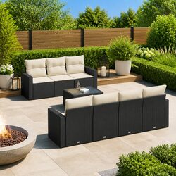 Stylish Black 8 Piece Garden Sofa Set for Outdoor Living