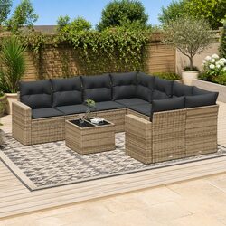 Enhance Your Outdoor Space with This 9 Piece Grey Sofa Set