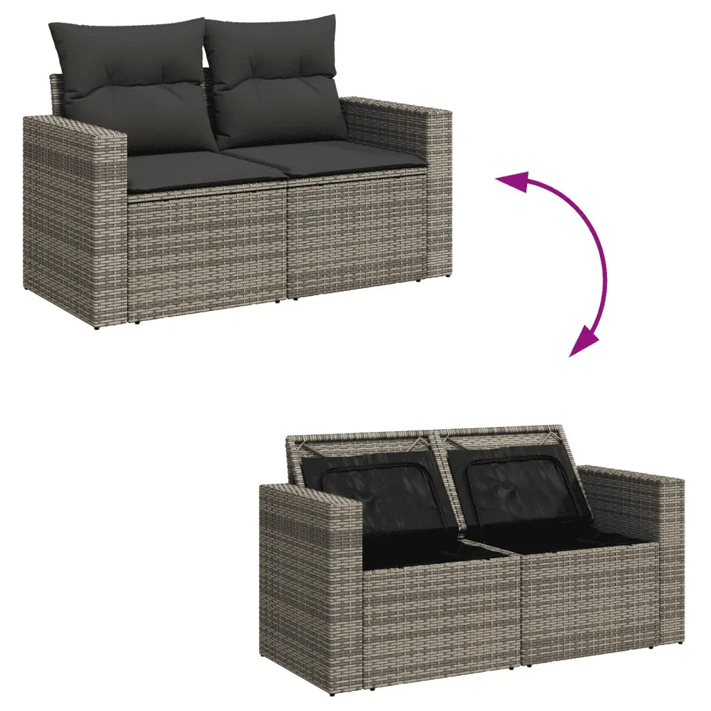 Outdoor Sectional Sofa Set 13 Piece Grey Poly Rattan Garden Furniture Modular