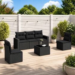 Outdoor Garden Furniture Set: Stylish Black Sectional Sofa