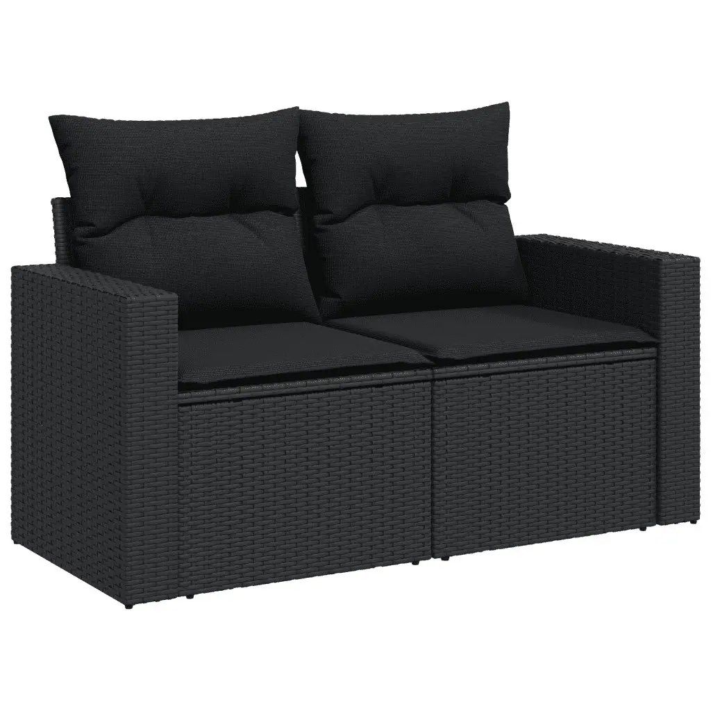 6 Piece Outdoor Garden Sofa Set Black Poly Rattan Modular Sectional with Cushions