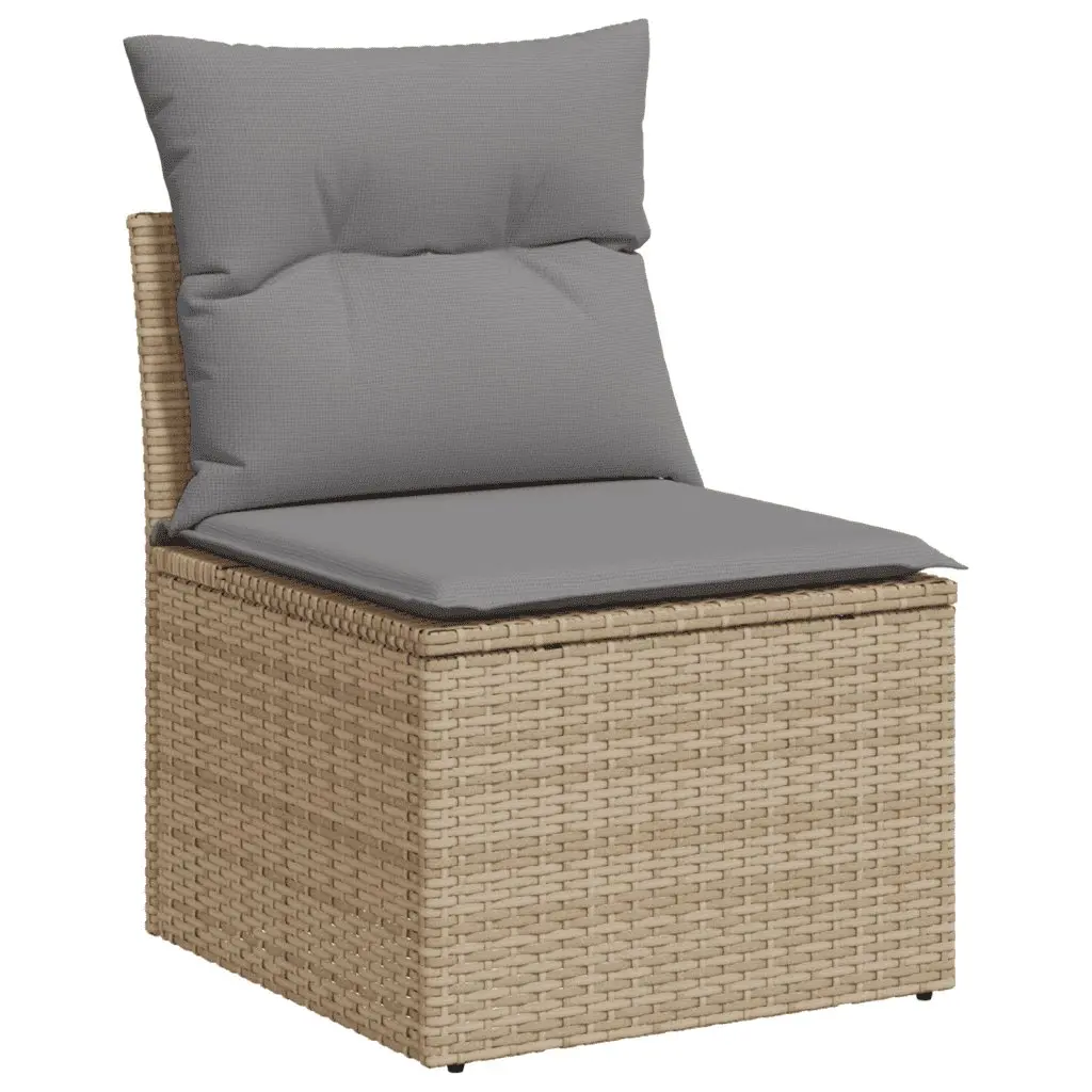Outdoor Sectional Sofa Set 6 Piece Garden Furniture Beige Rattan Modular Seating