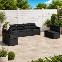 8-Piece Modular Garden Furniture Sofa Set in Black