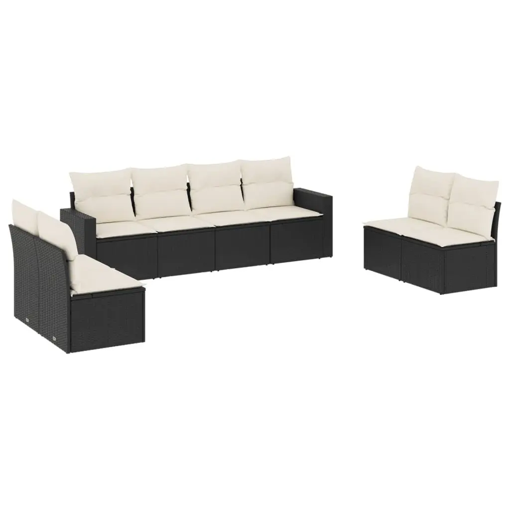 Outdoor Sectional Sofa Set 8 Piece Garden Seating Black Poly Rattan with