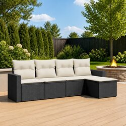 Elevate Your Patio with a 5 Piece Garden Sofa Set in Black