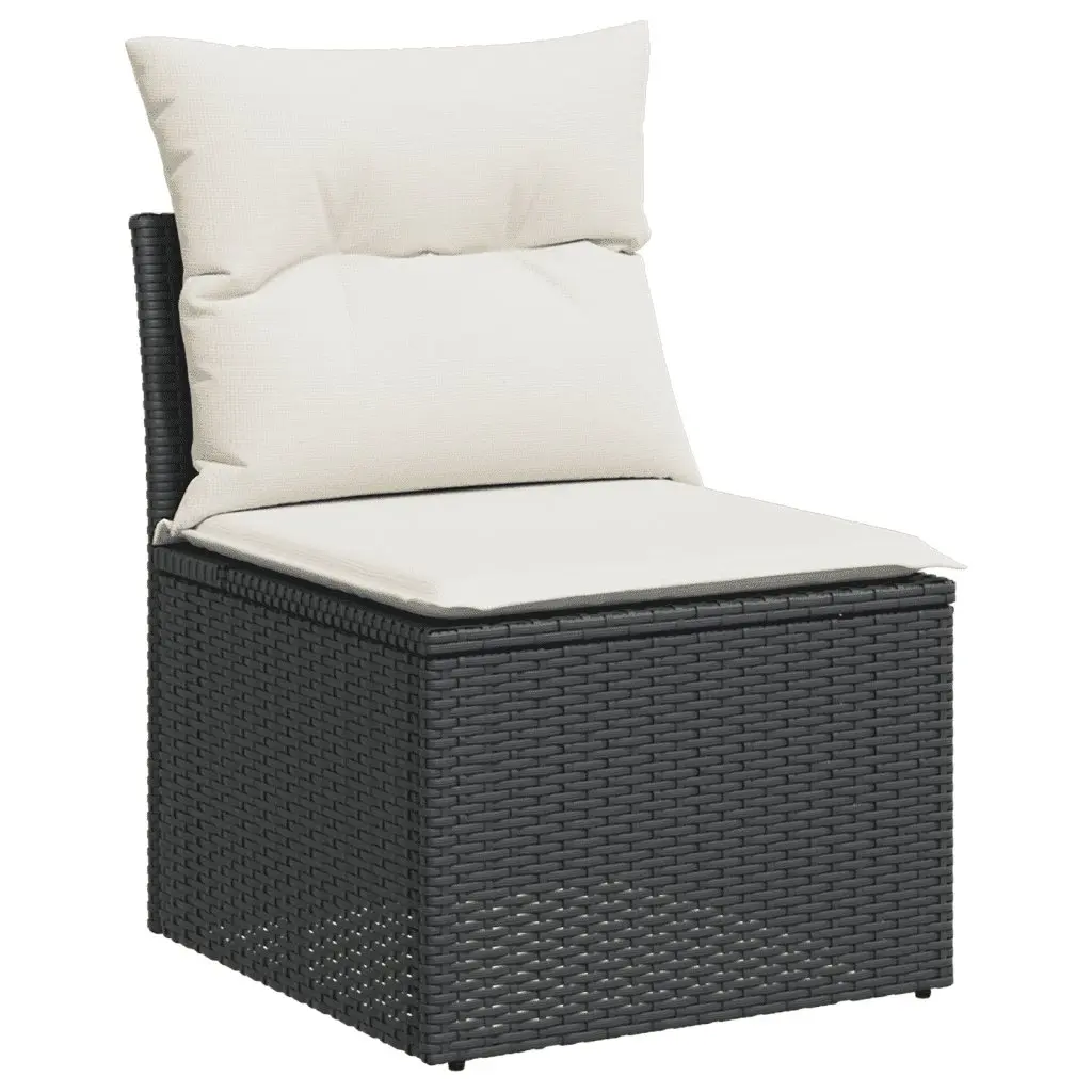 Outdoor Sectional Sofa Set 6 Piece Black Garden Furniture Poly Rattan with