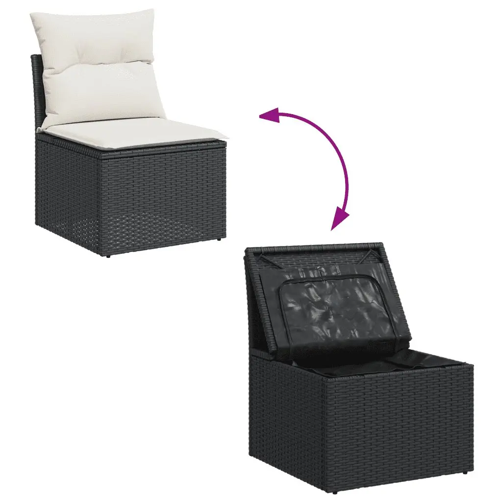 5 Piece Outdoor Garden Sofa Set Black Poly Rattan Sectional Patio Furniture