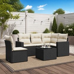 Stylish Black 6-Piece Outdoor Sectional Sofa Set