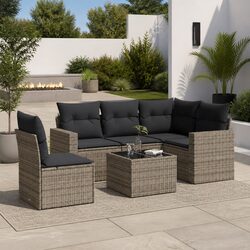 Enhance Your Patio with 6-Piece Garden Sofa Set in Grey
