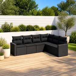 Enhance Your Outdoor Space with 6-Piece Black Sofa Set