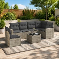 Enhance Your Outdoor Space with 7-Piece Grey Rattan Sofa Set