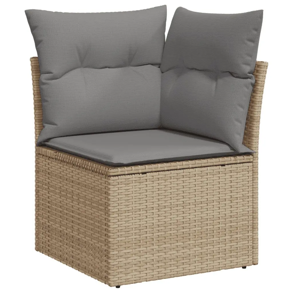 Outdoor Sectional Sofa Set 10 Piece Garden Furniture Beige Poly Rattan with
