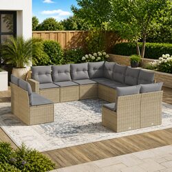Elevate Your Outdoor Living with 11-Piece Sofa Set in Beige