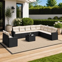 Elevate Your Space with This 11 Piece Black Outdoor Sofa Set