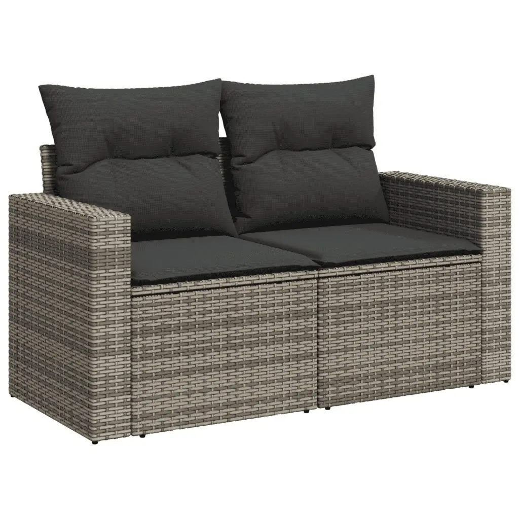 Outdoor Sectional Sofa Set 8 Piece Modular Grey PE Rattan with Storage Cushions for Patio Garden