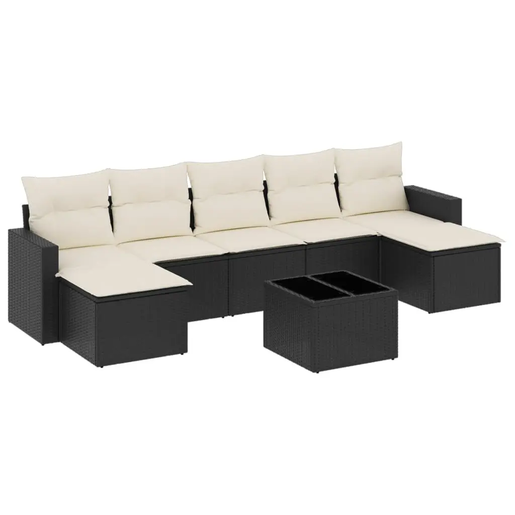 Outdoor Sectional Sofa Set 8 Piece Black Modular Garden Furniture with Storage